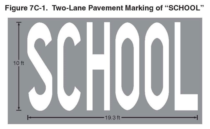 Figure 7C-1. Two-Lane Pavement Marking of “SCHOOL”