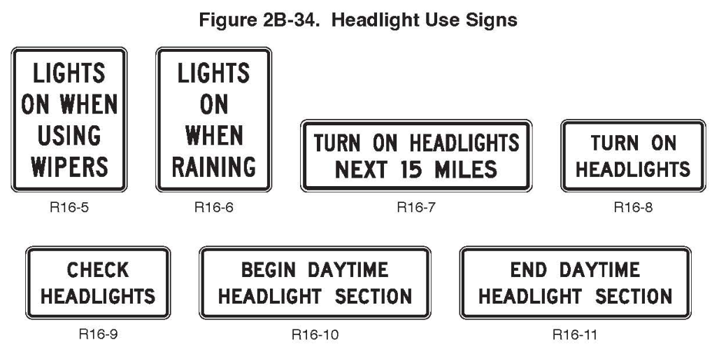 Figure 2B-34. Headlight Use Signs
