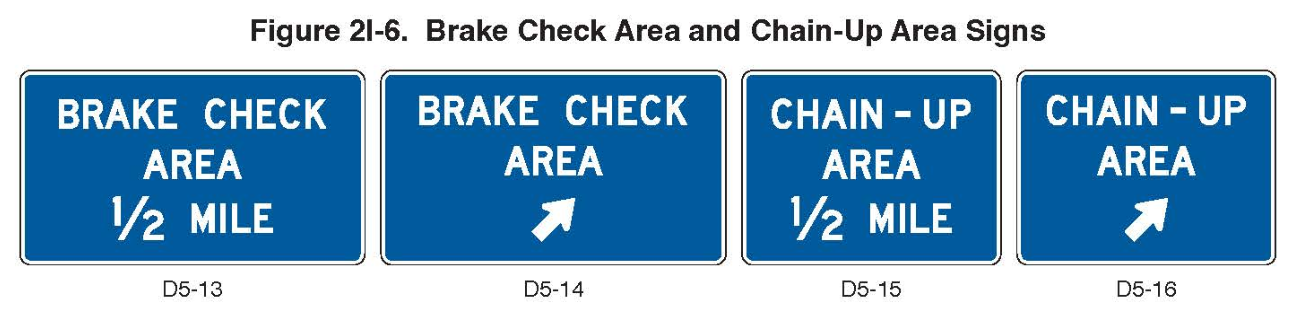 Figure 2I-6. Brake Check Area and Chain-Up Area Signs