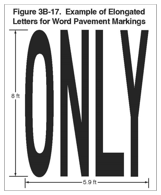 Figure 3B-17. Example of Elongated Letters for Word Pavement Markings